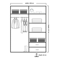 Vikas High Gloss Wardrobe 120cm/150cm/200cm/250cm