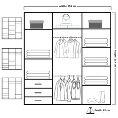 Vikas High Gloss Wardrobe 120cm/150cm/200cm/250cm