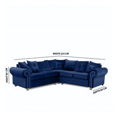 ASHWIN BLUE PLUSH VELVET CORNER SOFA