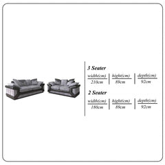 DINO BLACK/GREY SOFA SET