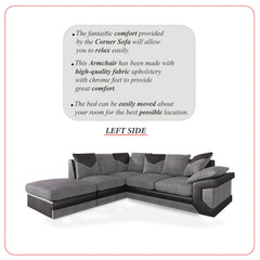 Dino Corner Sofa Black/Grey