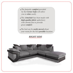 Dino Corner Sofa Black/Grey