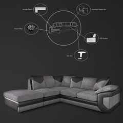 Dino Corner Sofa Black/Grey