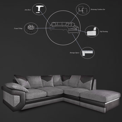 Dino Corner Sofa Black/Grey