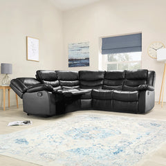 Roma Leather Recliner Corner Sofa (Black/Grey/Brown)