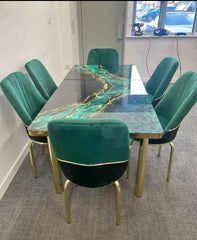 Moscow Green and Gold Table with Chairs
