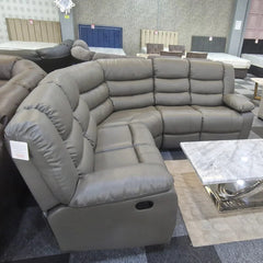Roma Leather Recliner Corner Sofa (Black/Grey/Brown)