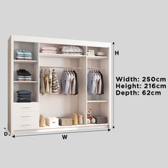 Lisbon Sliding Door Wardrobe White 150cm/180cm/203cm/250cm