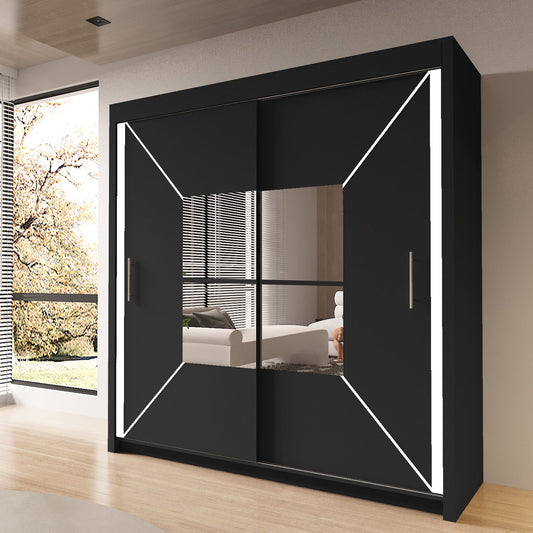 Nicole Double Mirror Sliding Doors Wardrobe 120cm/150cm/180cm/203cm