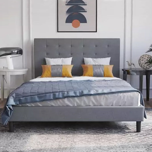 ALEXANDRA Double Size Grey Fabric Bed interwoodfurniture