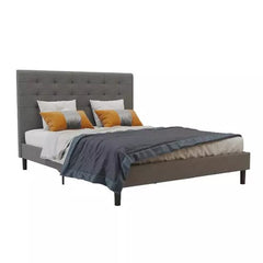 ALEXANDRA Double Size Grey Fabric Bed