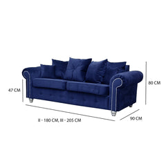 ASHWIN BLUE VELVET SOFA SET