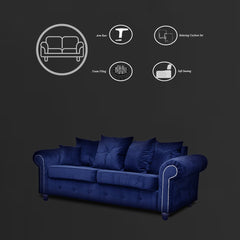 ASHWIN BLUE VELVET SOFA SET