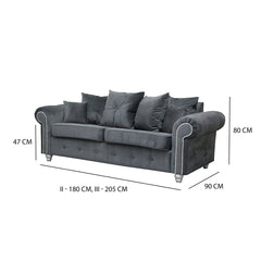 ASHWIN GREY VELVET SOFA SET