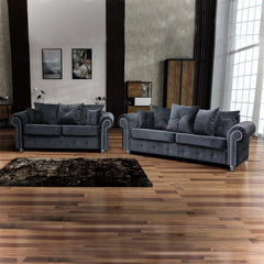 ASHWIN GREY VELVET SOFA SET