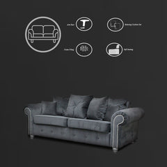 ASHWIN GREY VELVET SOFA SET