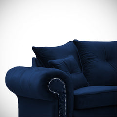 ASHWIN BLUE PLUSH VELVET CORNER SOFA