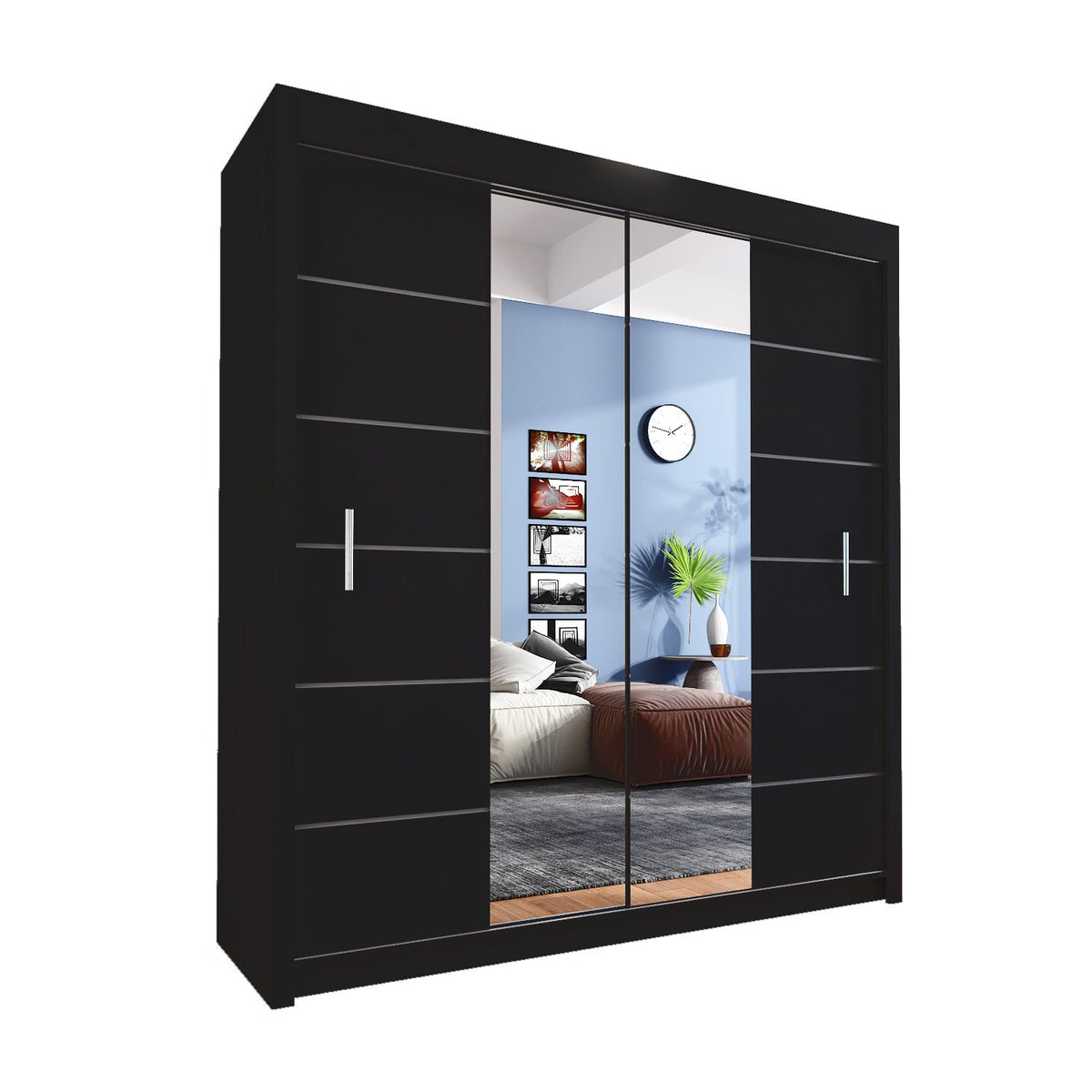 Lisbon Sliding Door Wardrobe White 150cm/180cm/203cm/250cm