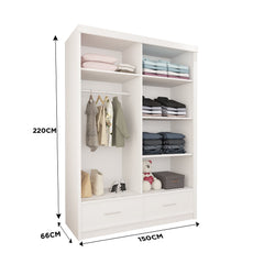 High Gloss Sycylia Wardrobe 150cm/208cm/255cm