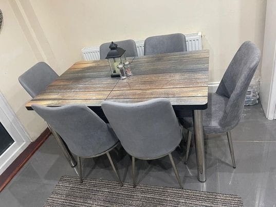 Moscow Grey and Gold Table with Chairs