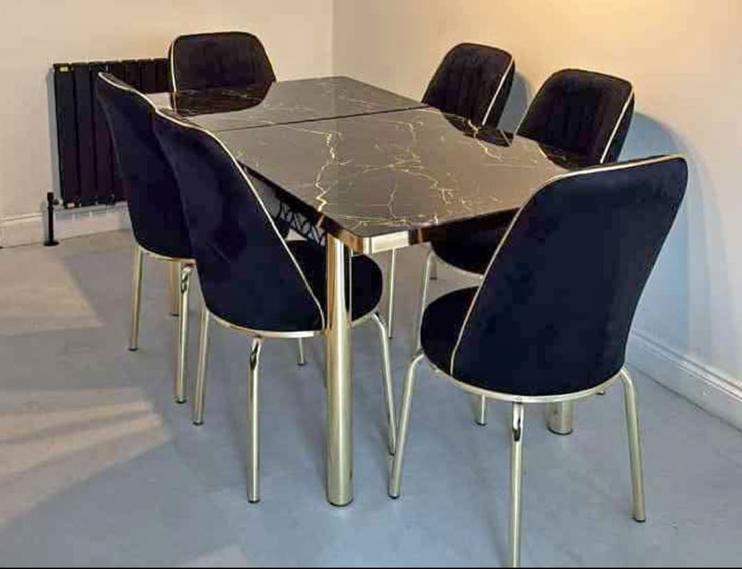 Moscow Black and Gold Table with Chairs