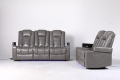 Orlando Electric Leather Sofa (Black, Grey ,Brown) /LED LIGHTS/WIRELESS CHARGER