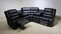 Leather Electric Recliner Corner Sofa with Cupholders, USB Charging Ports, LED Lights