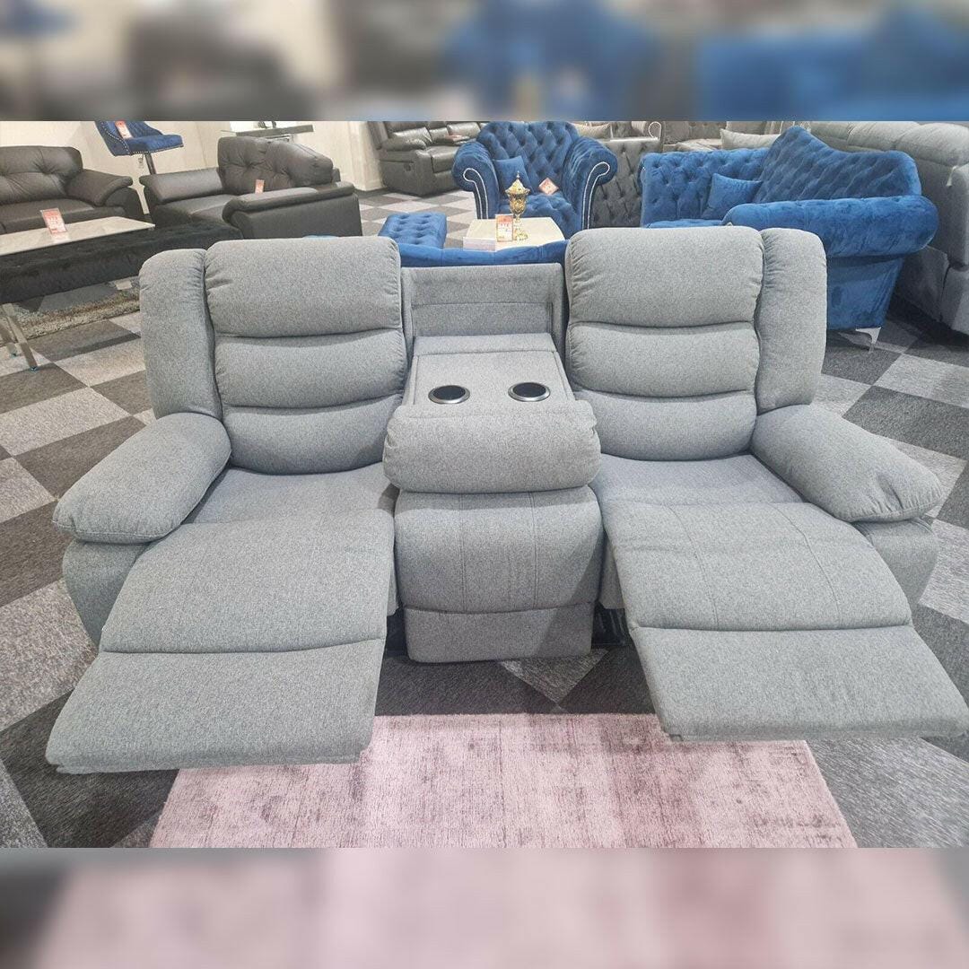 Fabric Grey Recliner Sofa Set